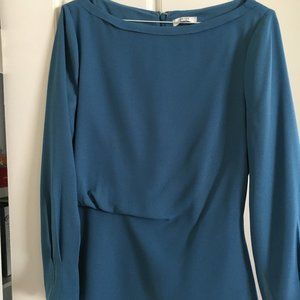 Reiss blue front-drape blouse